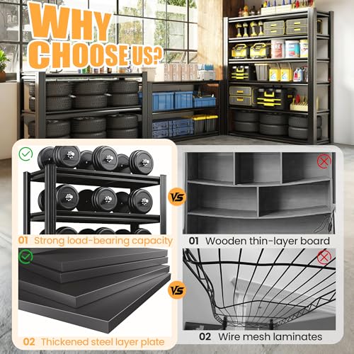 Heavy Duty 5 Tier Metal Garage Shelving, 62" H×27.6" W×12" D - size: 63"H × 31.5"W × 16"D