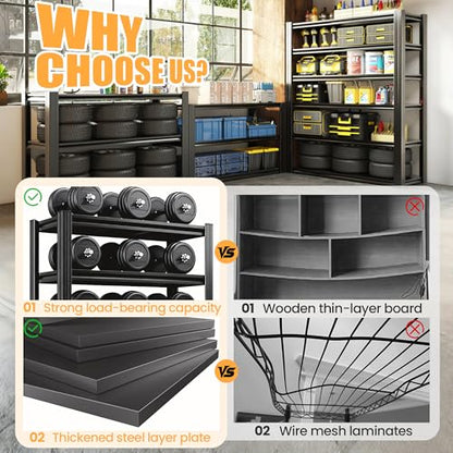 Heavy Duty 5 Tier Metal Garage Shelving, 62" H×27.6" W×12" D - size: 63"H × 31.5"W × 16"D