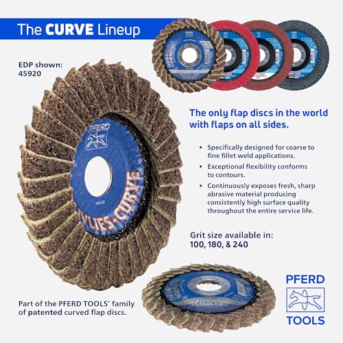 PFERD POLIVLIES® Curve Flap Disc, PVL-R, 4-1/2" x 5/8-11, Medium Grit, Aluminum Oxide, Surface Conditioning Wheel (Pack of 1) - Part 45926 - size: 4-1/2" x 5/8-11