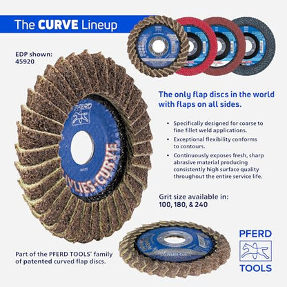 PFERD POLIVLIES® Curve Flap Disc, PVL-R, 4-1/2" x 5/8-11, Medium Grit, Aluminum Oxide, Surface Conditioning Wheel (Pack of 1) - Part 45926 - size: 4-1/2" x 5/8-11