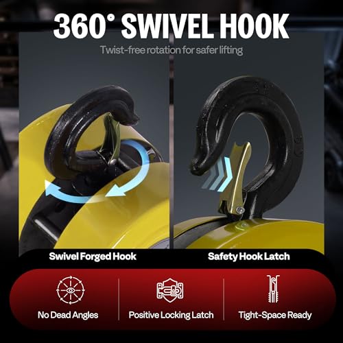 SPECSTAR Hand Chain Hoist 2 Ton 4400 Lbs Capacity 10 Feet with 2 Hooks - color: Yellow, size: 2 Ton