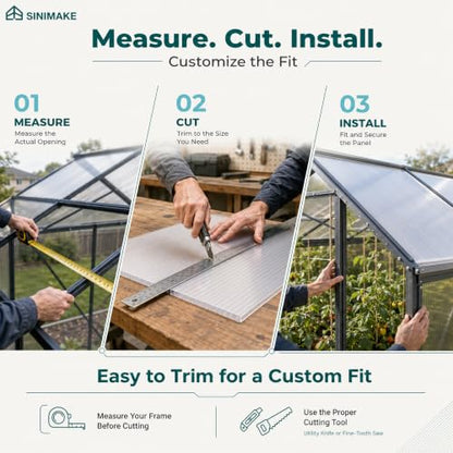 Sinimaka 10-Pack Polycarbonate Greenhouse Panels, 6 x 2 ft, 0.16 Twin-Wall Sheets, UV-Coated Translucent Roof Replacement for Greenhouses and Cold Frames - size: 6' x 2' x 0.16''
