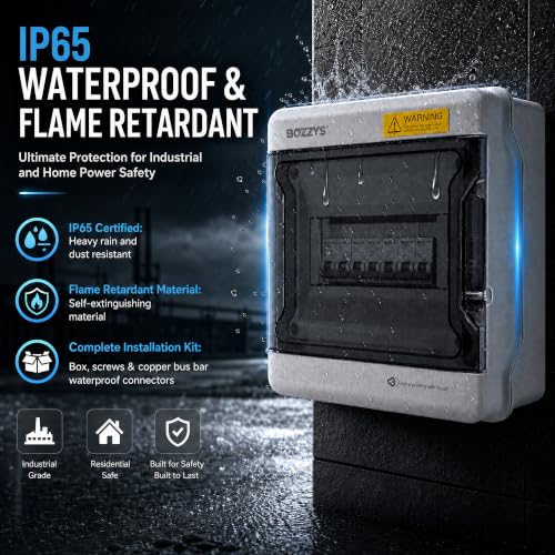 6-Way Din Rail Enclosure | Outdoor Electrical Box IP65 Waterproof - color: 6Way-6.5x7.9x3.9IN