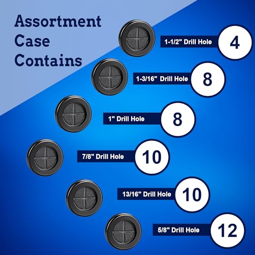 New Age America® KableLock™ 25pcs NPT Cable Glands | 52pcs Rubber Grommet Plugs | Gray | 5/8 Inch to 1-1/2 Inch | 1/4" to 1-1/4" | Closed Rubber Grommets | Nylon Cord Grip | IP68 Rated | with Box