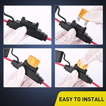 Nilight 2PCS Inline Maxi Fuses Holder 10 AWG 4PCS 30A 40A Maxi APX Fuse - size: 2Pcs 10AWG Maxi Fuse Holder