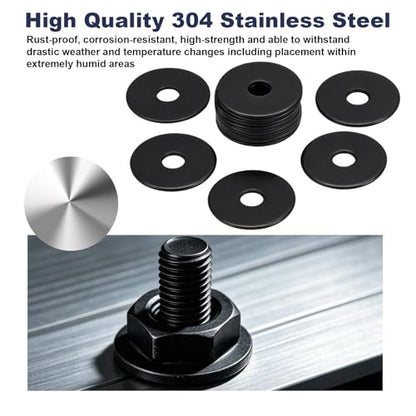 ZQZ 1/4 x 1 Stainless Steel Fender Washers, 100PCS Flat Washer 1" OD Black - size: B-1/4" x 1"-100 Pieces