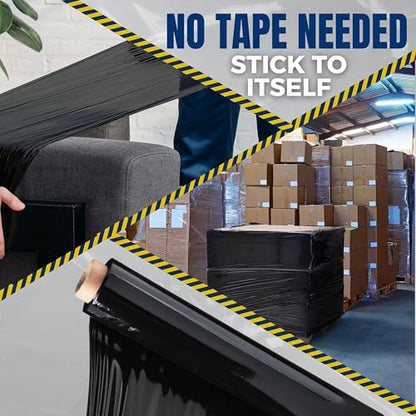 Rockin Rolls Stretch Film Pallet Wrap, Black, 18"x1500ft, 80 Gauge, 4 Rolls - color: Black, size: 4 Rolls