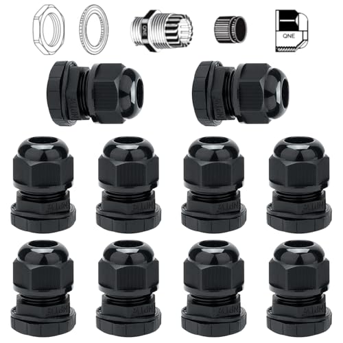 10 Pcs 1/2" NPT Cable Gland 6-12mm Waterproof IP68 Nylon PA66 Connector - size: NPT 3/4"(10Pcs)