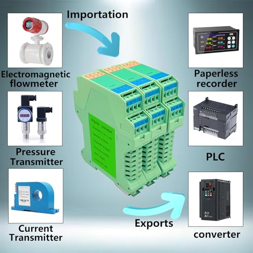 Signal Isolator DC 24V,PLC Detect Signal Conditioner,Module Analog Output(One in and one Out 4-20mA Turn 4-20mA) - color: 1 input and 1 output