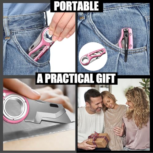 Tondiamo 2 Pcs Folding Pocket Utility Knife Box Cutter, Pink - color: Pink