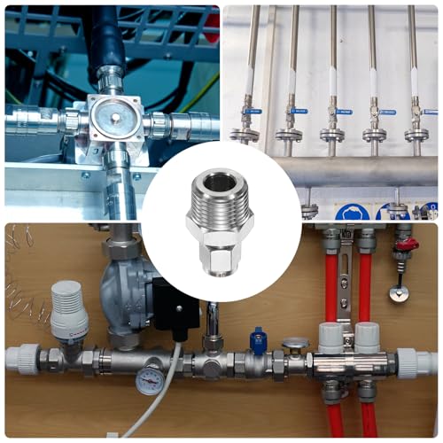 HARFINGTON 2pcs Compression Fittings 1/4" Tube OD x 1/2" NPT Male Thread Stainless Steel Straight Coupler Adapter Compression Tube Pipe Fittings Connector for Oil Gas Water - size: 1/4" OD x 1/2" NPT