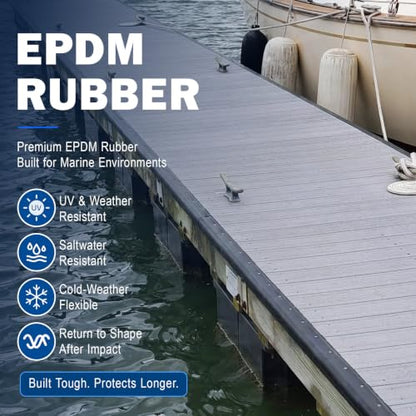 FUQUN P-Profile Dock Bumpers, 2.8/10/20 FT Heavy-Wall EPDM Rubber Docking Fender for Straight & Side Protection, Wider & Thicker Dock Edging Bumper with 304 Stailess Steel Screws & Drill Bit - size: 6 pcs × 3.3 ft | 20 ft Total