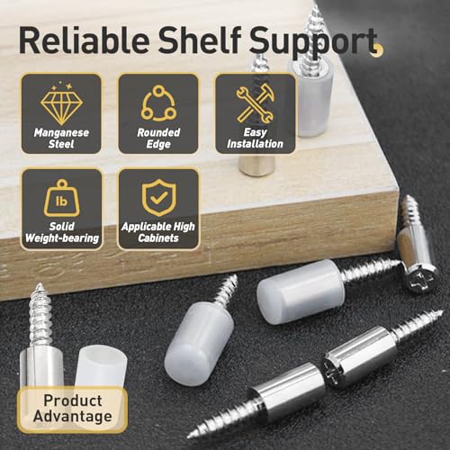 100 Pcs Self Tapping Screws Cabinet Laminate Support, Shelf Pins with Non-Slip Sleeve, Cabinet Shelf Pegs for Kitchen Utensils, Bookcases and Wardrobes, Fixed Support Self - Tapping Cross Screw - color: Clear, size: 100 PCS