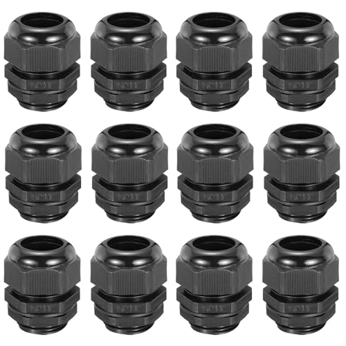 MECCANIXITY 12 Pcs NPT1 Cable Glands Adjustable 18-25mm PA66 Nylon IP68 Waterproof Connectors with Dual Seals Anti-Corrosion for Industrial/Outdoor Electrical Systems - size: 1"