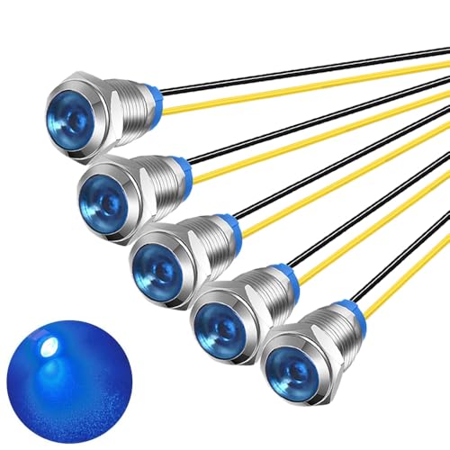 Gebildet 5pcs 10mm LED Metal Indicator Light 110V-220VAC Waterproof Signal Lamp (Blue) - color: Blue 110V
