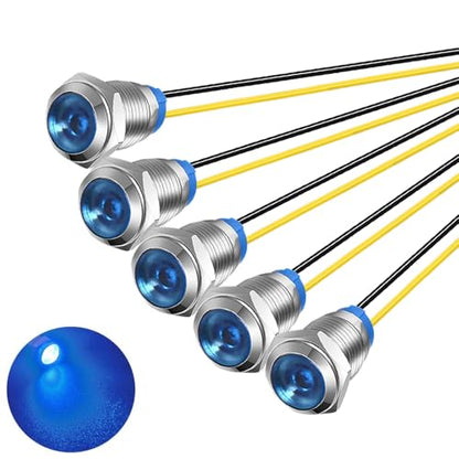 Gebildet 5pcs 10mm LED Metal Indicator Light 110V-220VAC Waterproof Signal Lamp (Blue) - color: Blue 110V