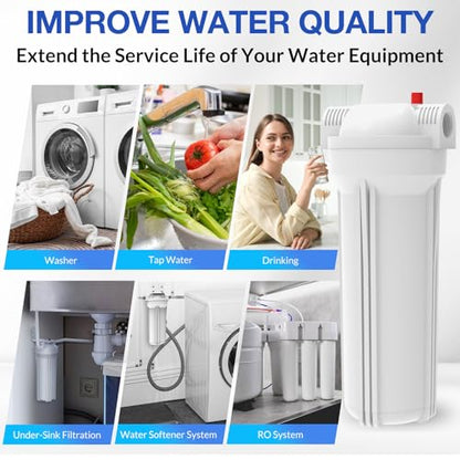 SimPure Whole House Water Filter Housing, 10" Sediment Filter - size: 1 Count (Pack of 1), style: System (10 Inch x 2.5 Inch)
