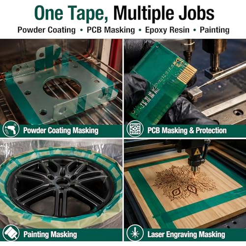 6 Pcs High Temp Tape 648 ft PET Heat Resistant, 1" 2" 4" - size: 1" 2" 4"