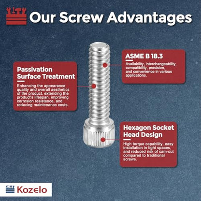 50pcs Socket Head Cap Screws 1/4"-20x7/8 304 Stainless Steel Silver - color: Silver, size: 1/4"-20 x 7/8"