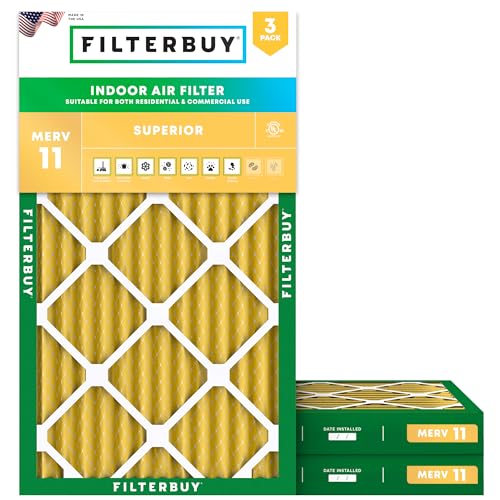 Filterbuy 12x20x2 Air Filter MERV 11 Pet & Allergy Defense (3-Pack) - size: 12x20x2