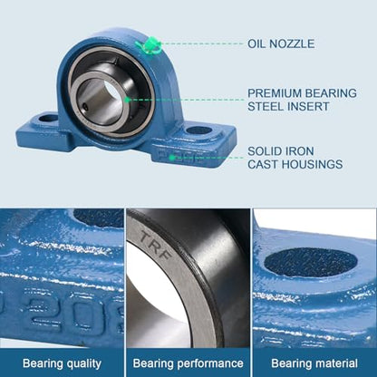4 Pack UCP208-24 Pillow Block Bearing - Pack of 4 Mounted Pillow Block Bearings - 1 1/2" Mounted Pillow Block Chrome Steel Bearings Solid Cast Iron Base - Self Alignment - style: UCP208-24