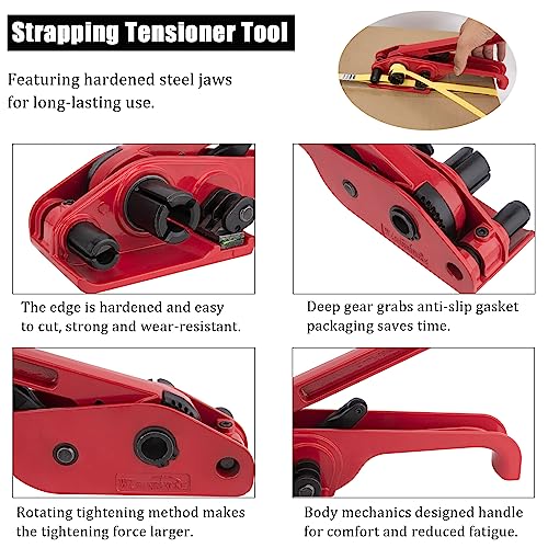 Banding Strapping Kit, Pallet Strapping Kit, Poly Strapping Kit, Plastic Strapping Kit Include Pallet Packaging Strapping Tool, Sealer Tools 3200' Length x 1/2" Wide and 200 Metal Seals