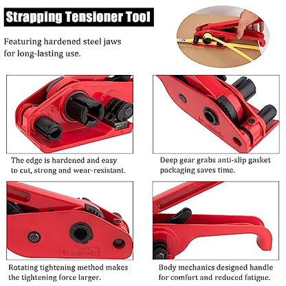 Banding Strapping Kit, Pallet Strapping Kit, Poly Strapping Kit, Plastic Strapping Kit Include Pallet Packaging Strapping Tool, Sealer Tools 3200' Length x 1/2" Wide and 200 Metal Seals