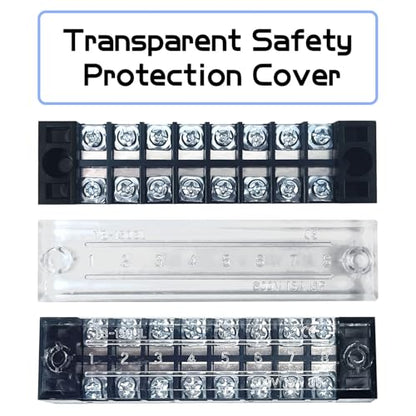 4 Sets 8 Positions 600V 15A Terminal Blocks Ground Circuit Dual Row Bus Bar Wire Screw Terminal Block Kit with Cover 600V Pre Insulated Terminal Strip WW004-1508 - size: 15A 8P