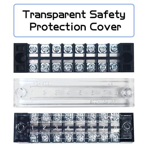4 Sets 8 Positions 600V 15A Terminal Blocks Ground Circuit Dual Row Bus Bar Wire Screw Terminal Block Kit with Cover 600V Pre Insulated Terminal Strip WW004-1508 - size: 15A 8P