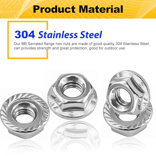 55 Pack M6 Serrated Flange Hex Nuts for DIY Home Mechanism - size: M6