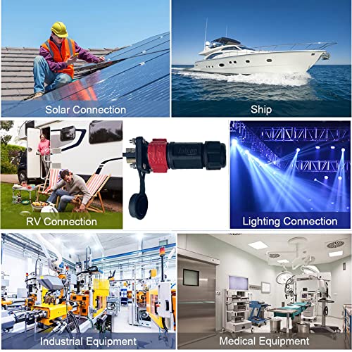 50 Amp Industrial Connector, 8AWG 2 Pin Waterproof IP67 Plug & Receptacle for Solar Array Charging RV Camper Trolling Motor (Red) - style: Red