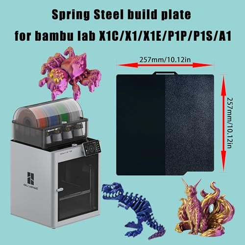 Tinytrees Build Plate for Bambu Lab P1S P2S A1 X1C X1 X1E P1P: Smooth PEI H1H Carbon PET PEO PEY Sheet Bed Plate P1S Build Plate for 3D Printing Hobbyist, 257 X 257mm - style: Smooth Black PEI+Textured Black PEI