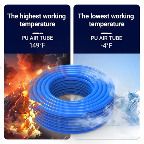 1/4 Inch OD Blue Polyurethane PU Pneumatic Air Hose Tubing 98.4 Feet/30Meter Air Brake Line Tubing Compressed Accessories - color: Blue, size: 1/4" OD/98.4 Feet