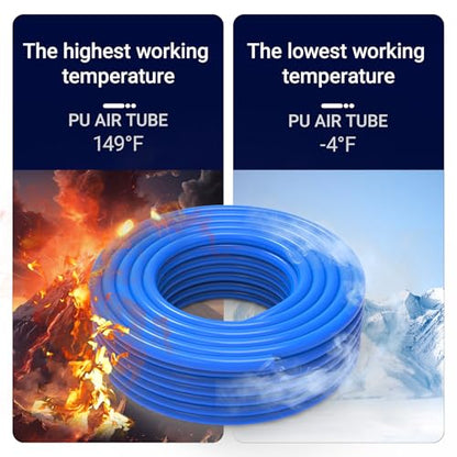 1/4 Inch OD Blue Polyurethane PU Pneumatic Air Hose Tubing 98.4 Feet/30Meter Air Brake Line Tubing Compressed Accessories - color: Blue, size: 1/4" OD/98.4 Feet