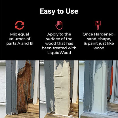 Abatron WoodEpox Kit - 2 Quart - 2-Part Structural Epoxy Adhesive Filler - Wood Filler Putty - size: 64 fluid ounce