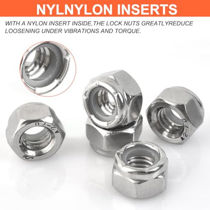 3/8“-16 Inch Lock Nuts - 24Pack Nylon Insert Hex Locknuts,304 Stainless Steel,Plain Finish - size: 3/8-16(24 pack), style: SAE