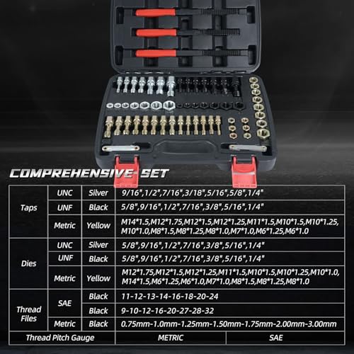 61Pcs Thread Restorer Tool, Heat-Treated Carbon Steel - size: 61 Pcs