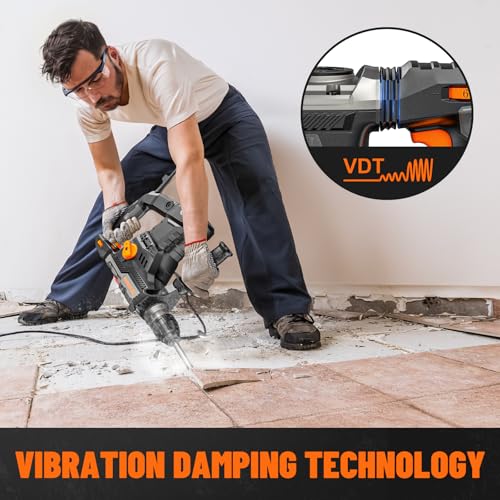 1-9/16'' SDS Rotary Hammer Drill, 12.5Amp Heavy Duty Rotary Hammer