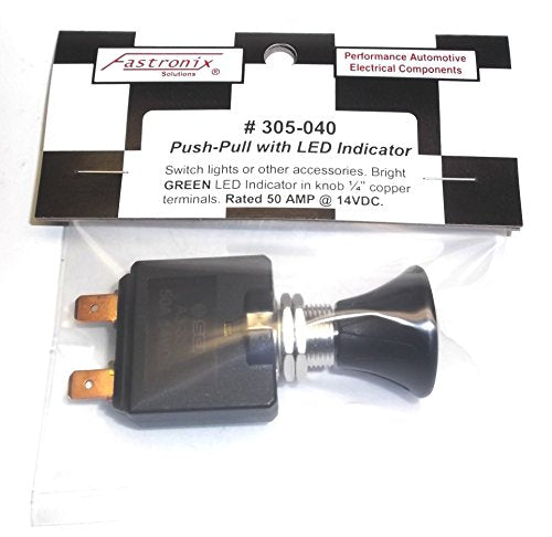 Fastronix 50A Push/Pull Switch with Green LED Indicator - color: Green