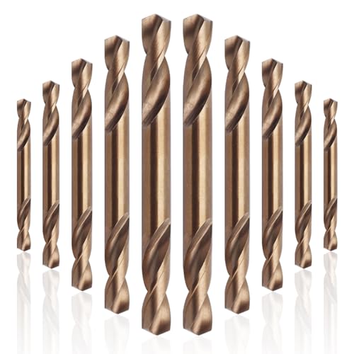 10 Pack Cobalt Drill Bits Double Ended 5.2mm M35 High Speed Steel Twist Drill Bits Set Stubby Body for Stainless Steel, Hard Metal, Cast Iron, Plastic and Wood 1/5 Inch - size: 5.2mm/0.2"