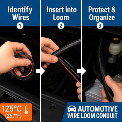 MGI SpeedWare Corrugated Non-Split Conduit, Black Wire Tubing for High-Temperature Automotive Harness and Indoor Outdoor Wire Management - 10ft Length (Inner Diameter 3/4") - size: 3/4" - 10ft