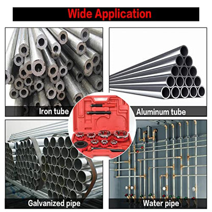HFS(R Ratchet Pipe Threader Kit Ratcheting Pipe Threading Tool Set (7 dies 3/8", 1/2", 3/4",1", 1-1/4", 1-1/2", and 2") - size: with 7 Dies