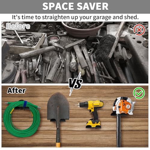 Upgraded Trimmer Rack Wall Mount - 8" Heavy Duty Weed Eater Hanger for Garage Wall, Garden Power Tool Holder Organizer Hooks for Grass Trimmer, Hedge Trimmer, Leaf Blower and Chainsaw, Black, 1 Pack - color: Black-1Pack