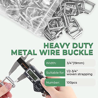 3/4" Heavy Duty Metal Wire Buckle for Woven Cord Strapping 100 Pack - style: Pack of 100