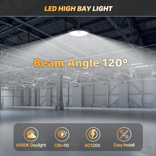 AIKVSXER 6Pack UFO LED High Bay Lights, 400W Shop Lights, 60000LM, 6000K