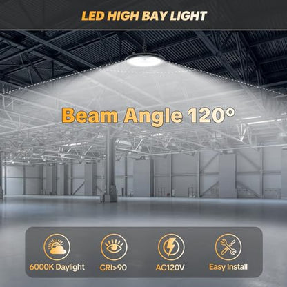 AIKVSXER 6Pack UFO LED High Bay Lights, 400W Shop Lights, 60000LM, 6000K