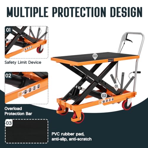SPECRAFT 550 Lbs Hydraulic Lift Table Cart - color: Orange
