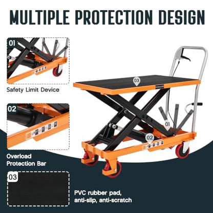 SPECRAFT 550 Lbs Hydraulic Lift Table Cart - color: Orange