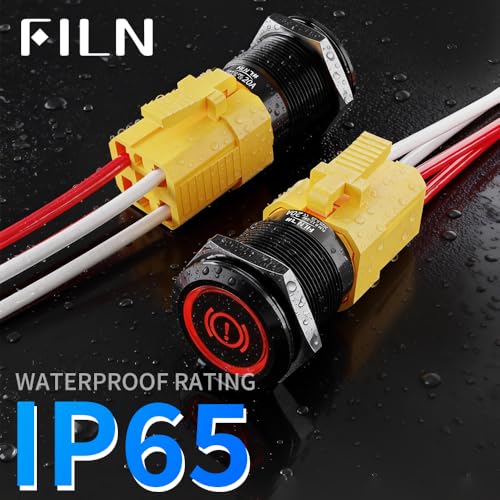 2PCS 22mm 20A Momentary Push Button Switch 12V-24V DC 185 Symbol Discs - color: Red-Momentary