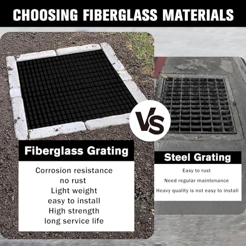 Agfabric 24x48x1in Black Fiberglass Drain Grating 1 Pack - color: Black, size: 2ftx4ft x 1in